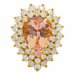 14k Yellow Gold 6.91ct Morganite 2.71ct Diamond Ring