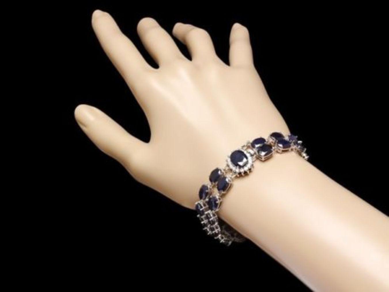 14K Gold 50.15ct Sapphire 0.49ct Diamond Bracelet