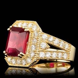 14K Yellow Gold 5.13ct Ruby and 1.47ct Diamond Ring