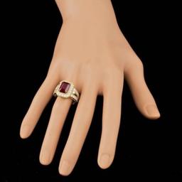 14K Yellow Gold 5.13ct Ruby and 1.47ct Diamond Ring