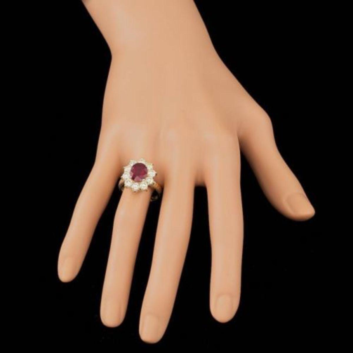 14K Yellow Gold 3.78ct Ruby and 2.12ct Diamond Ring