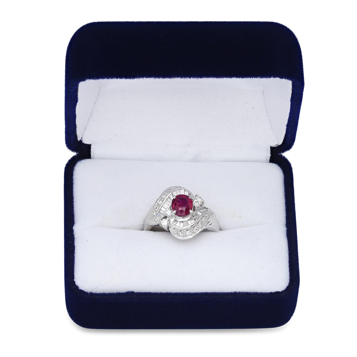 Platinum Setting with 1.40ct Ruby and 0.87ct Diamond Ladies Ring