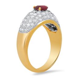 14K Yellow Gold Setting with 0.50ct Ruby and 0.50ct Diamond Ladies Ring