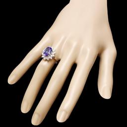 14K White Gold 3.37ct Tanzanite and 0.72ct Diamond Ring