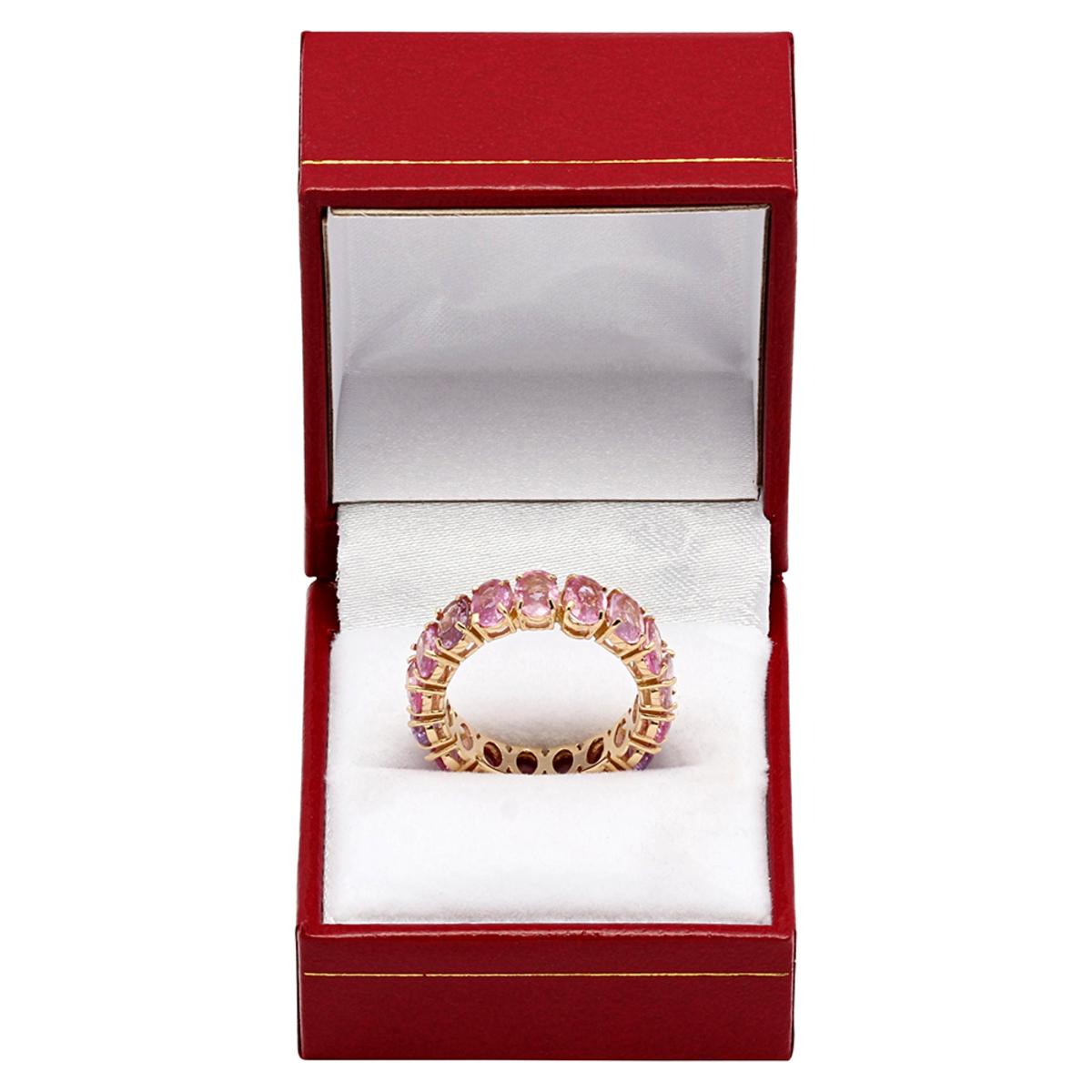 14k Yellow Gold 8.99ct Pink Sapphire Eternity Band Ring