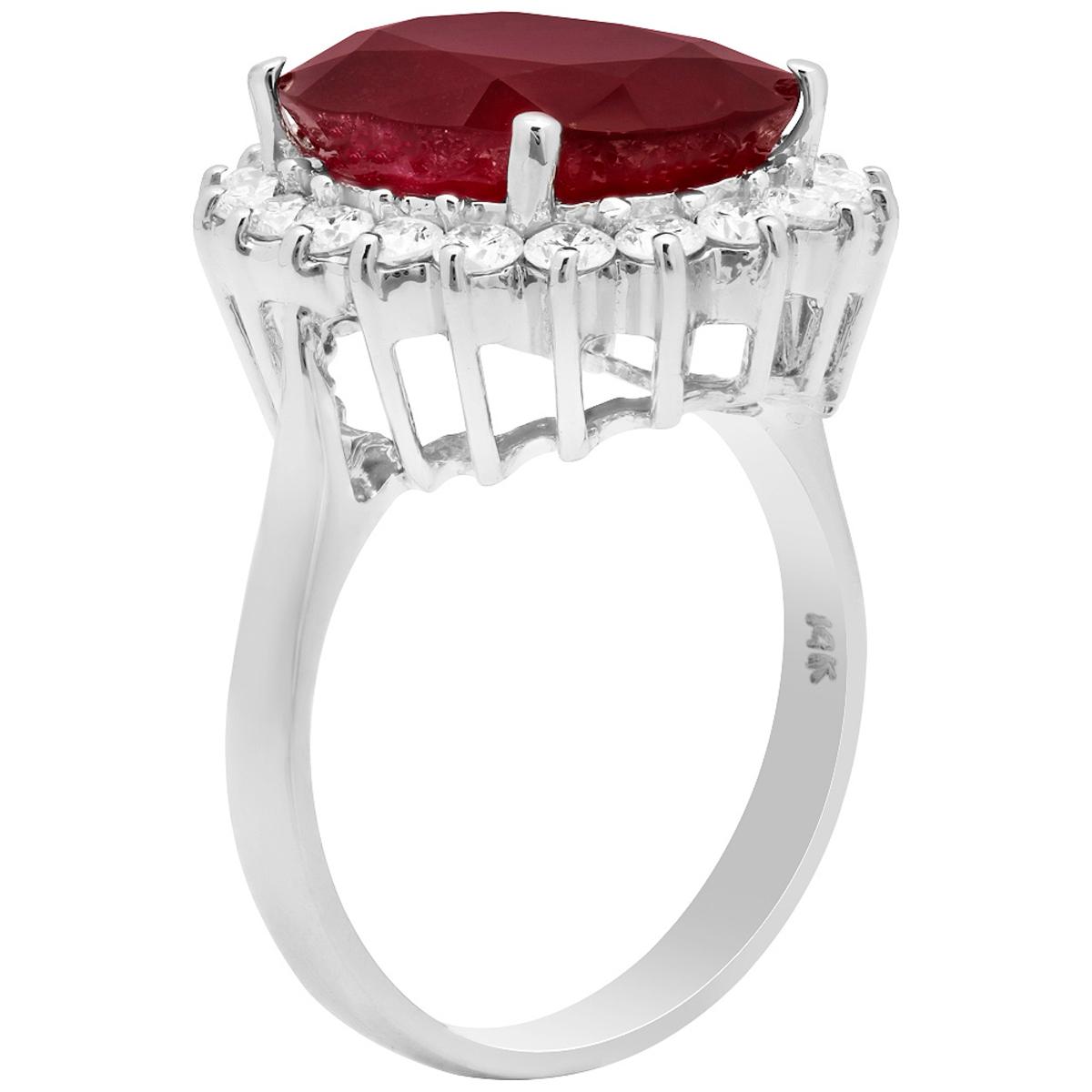 14k White Gold 9.65ct Ruby 0.93ct Diamond Ring