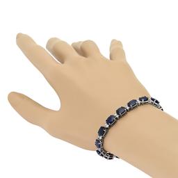 18K White Gold 22.18ct Sapphire and 1.22ct Diamond Bracelet