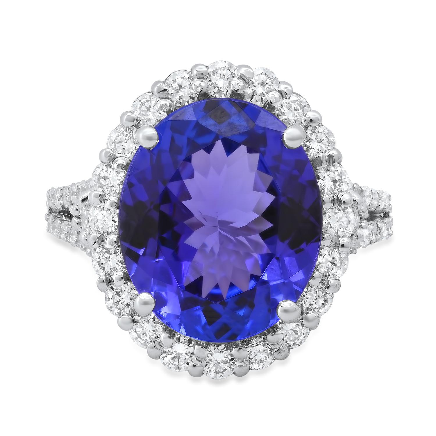 14K White Gold Setting with 6.79ct Tanzanite and 1.34ct Diamond Ladies Ring