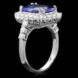 14K White Gold 4.10ct Tanzanite and 1.04ct Diamond Ring