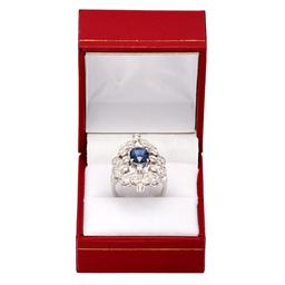 14k White Gold 1.75ct Sapphire 1.27ct Diamond Ring