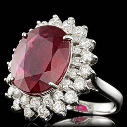 14K White Gold 10.77ct Ruby and 1.82ct Diamond Ring