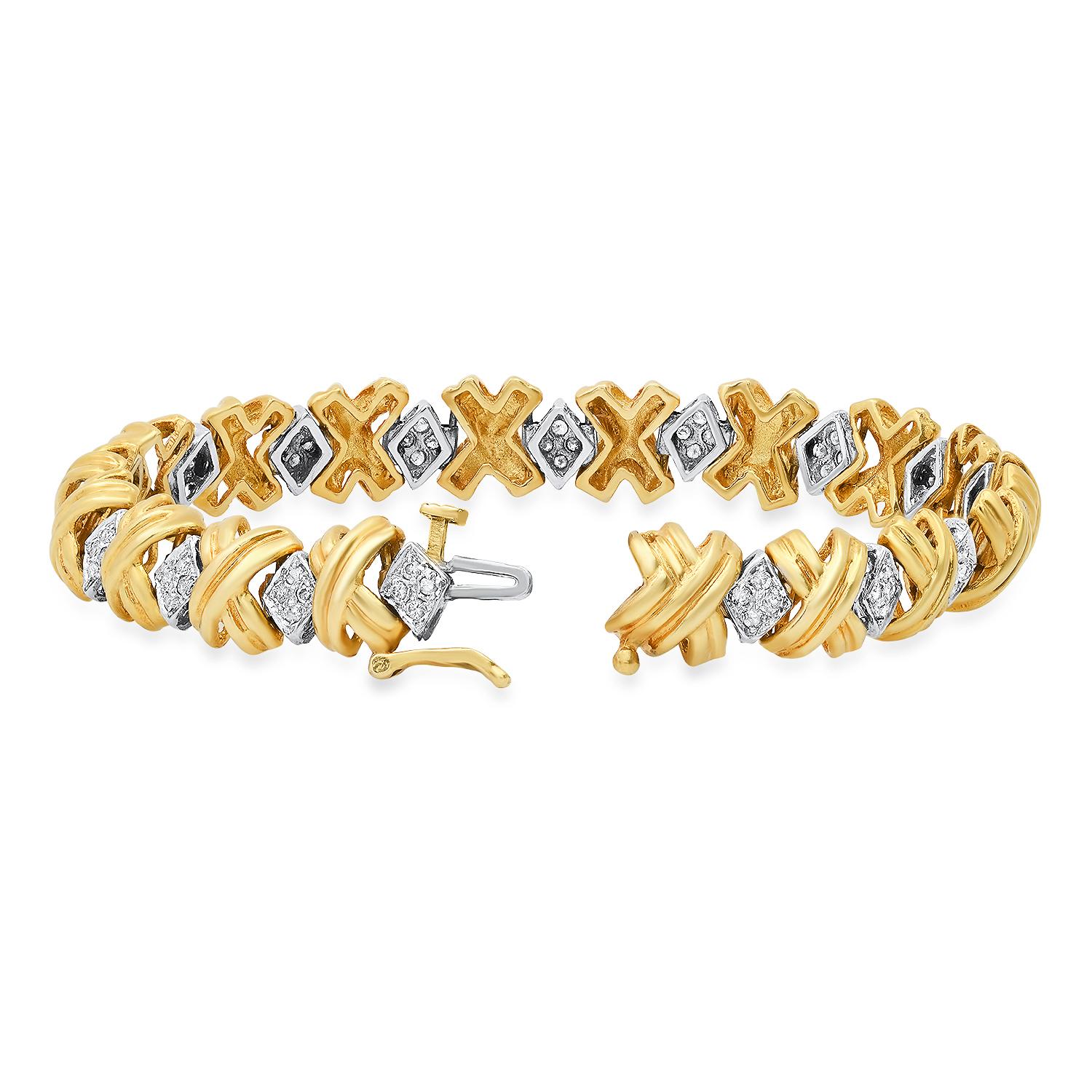 14K Yellow and White Gold Setting with 1.08ct Diamond Bracelet