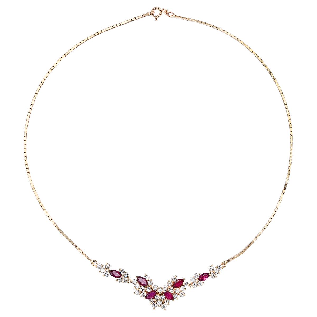 14K Yellow Gold Setting with 1.90ct Ruby and 2.68ct Diamond Necklace