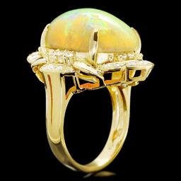 18K Yellow Gold 10.88ct Opal and 0.76ct Diamond Ring