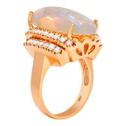 14k Rose Gold 8.91ct Opal 1.09ct Diamond Ring