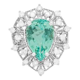 14k White Gold 5.57ct Aquamarine 0.97ct Diamond Ring