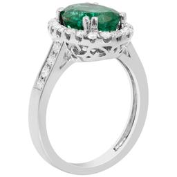 14k White Gold 2.08ct Emerald 0.76ct Diamond Ring