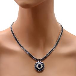 14K White Gold Setting with 46.57ct Sapphire and 0.92ct Diamond Necklace