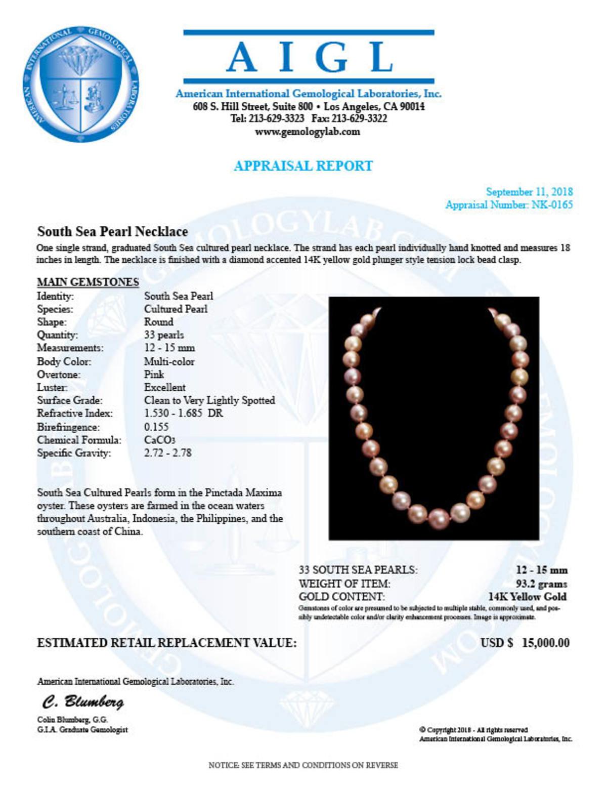 12-15mm South Sea Cultured Pearl Necklace