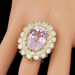 14K Yellow and Rose Gold 19.62ct Kunzite and 2.78ct Diamond Ring