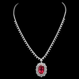 18K White Gold 15.87ct Tourmaline and 9.05ct Diamond Necklace