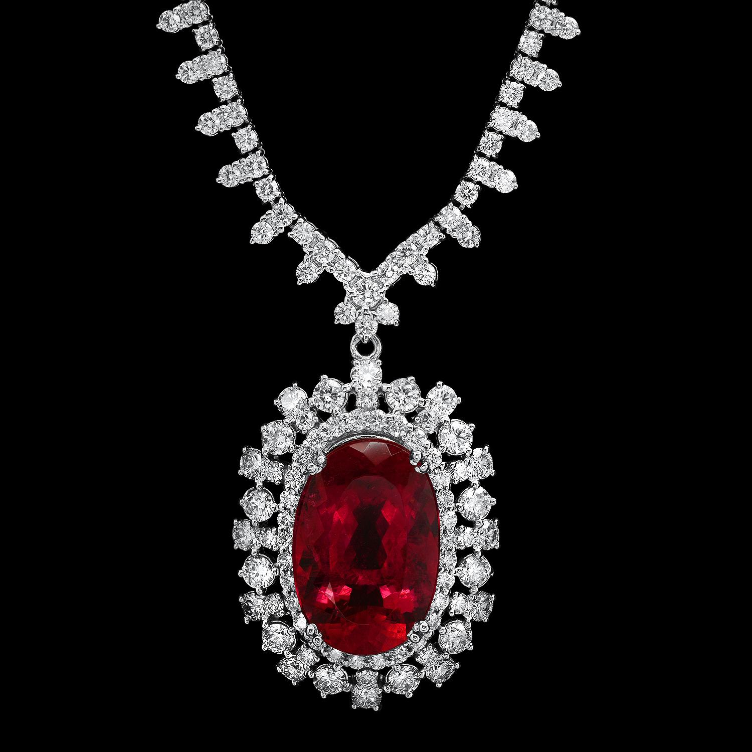 18K White Gold 15.87ct Tourmaline and 9.05ct Diamond Necklace