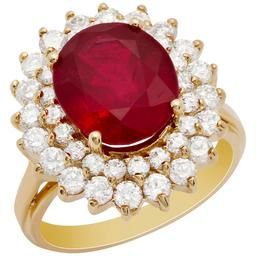 14K Gold 5.77ct Ruby and 1.46ct Diamond Ring