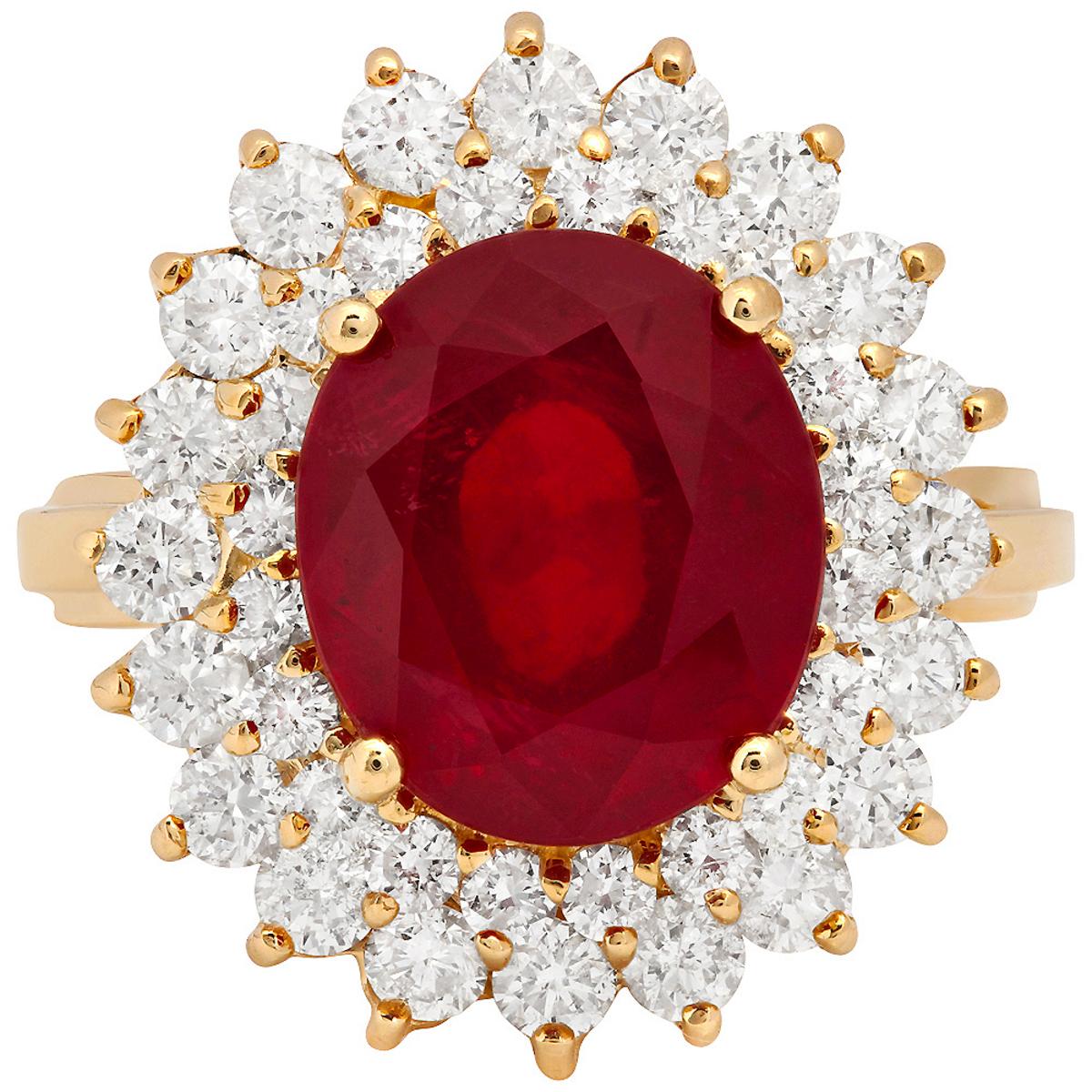 14K Gold 5.77ct Ruby and 1.46ct Diamond Ring