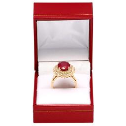 14K Gold 5.77ct Ruby and 1.46ct Diamond Ring