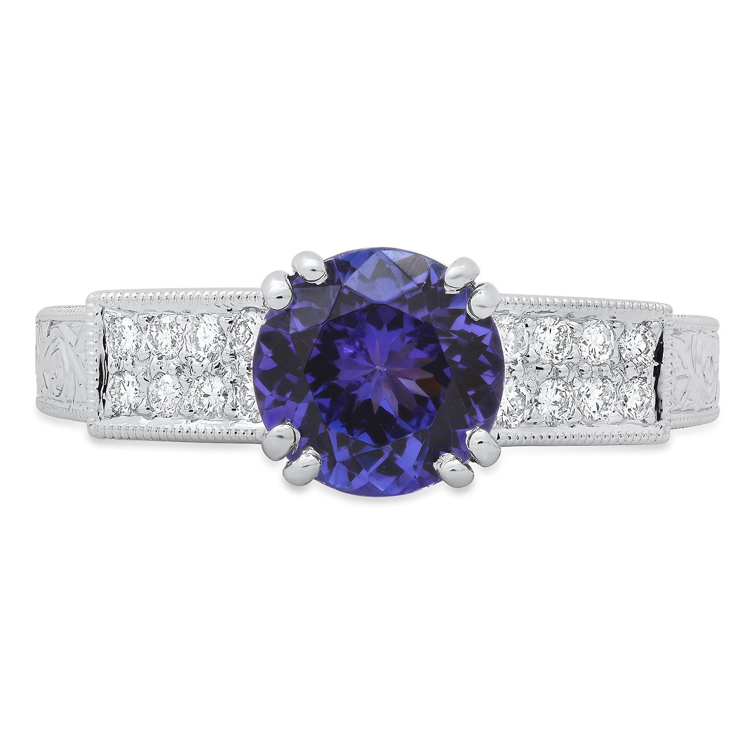 18K White Gold Setting with 1.51ct Tanzanite and 0.24ct Diamond Ladies Ring