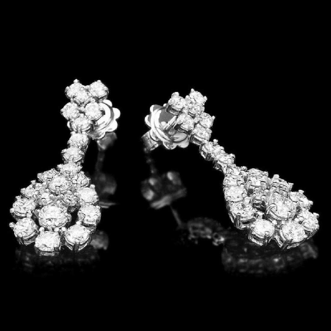 14K White Gold and 2.92ct Diamond Earrings