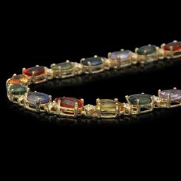 14K Gold 36.64ct Sapphire 1.47ct Diamond Necklace