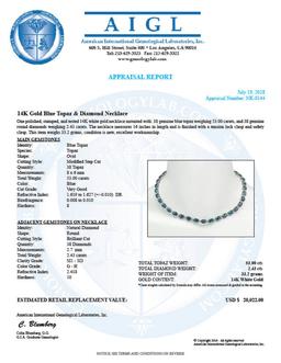 14K Gold 53.00ct Topaz 2.43ct Diamond Necklace