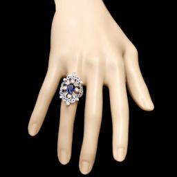 14K White Gold 2.92ct Sapphire and 0.50ct Diamond Ring