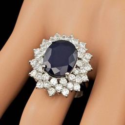 14K White Gold 9.30ct Sapphire and 2.82ct Diamond Ring