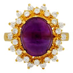 14k Yellow Gold 5.10ct Amethyst 0.72ct Diamond Ring