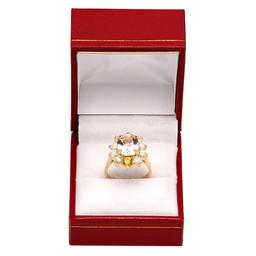 14k Yellow Gold 3.59ct Kunzite 0.98ct Yellow Sapphire 1.34ct Diamond Ring