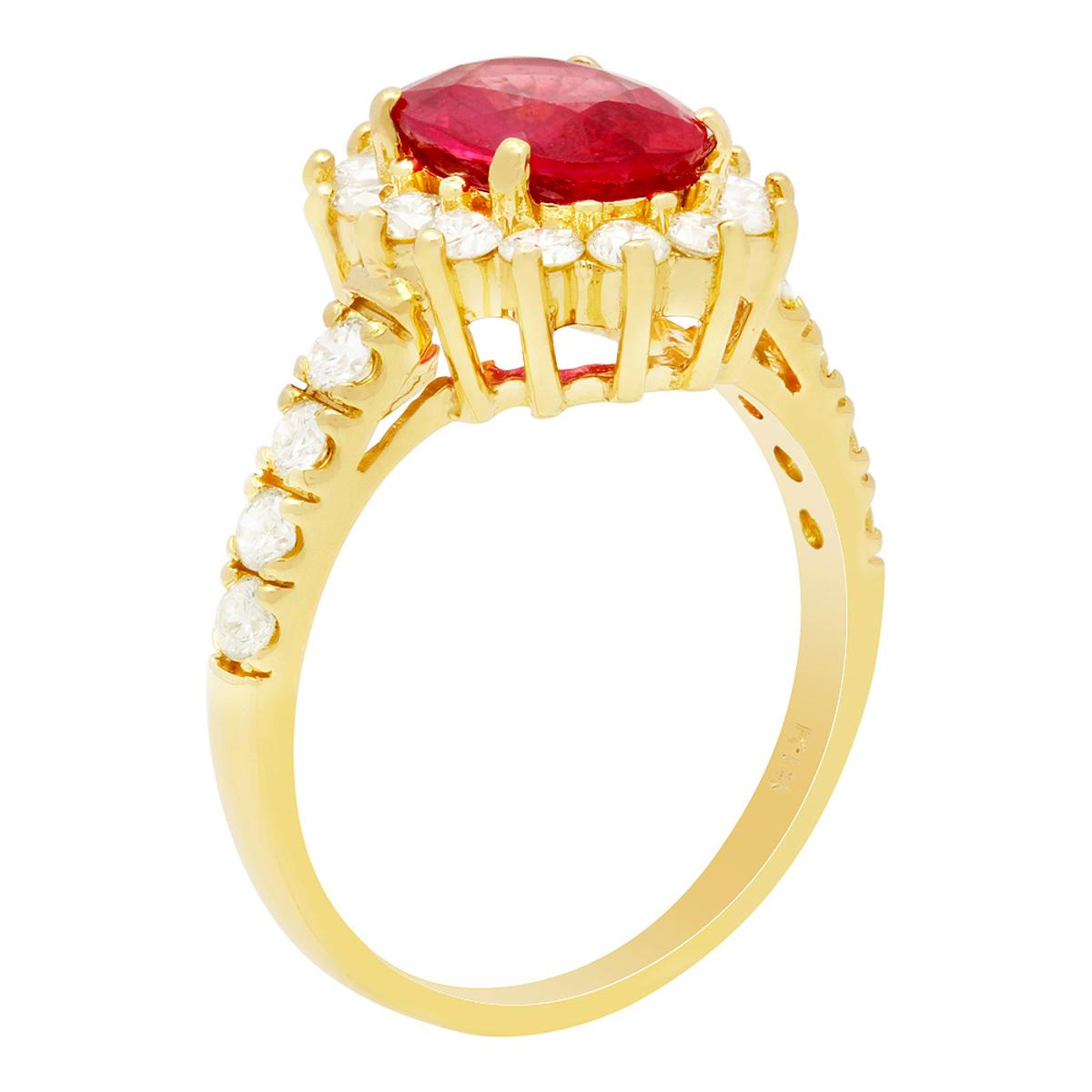 14k Yellow Gold 2.17ct Ruby 0.91ct Diamond Ring