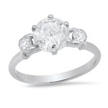 18K White Gold Setting with 1.60ct Center Diamond and 1.78tcw Diamond Ladies Ring