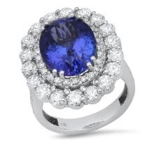 14K White Gold Setting with 8.28ct Tanzanite and 2.89ct Diamond Ladies Ring