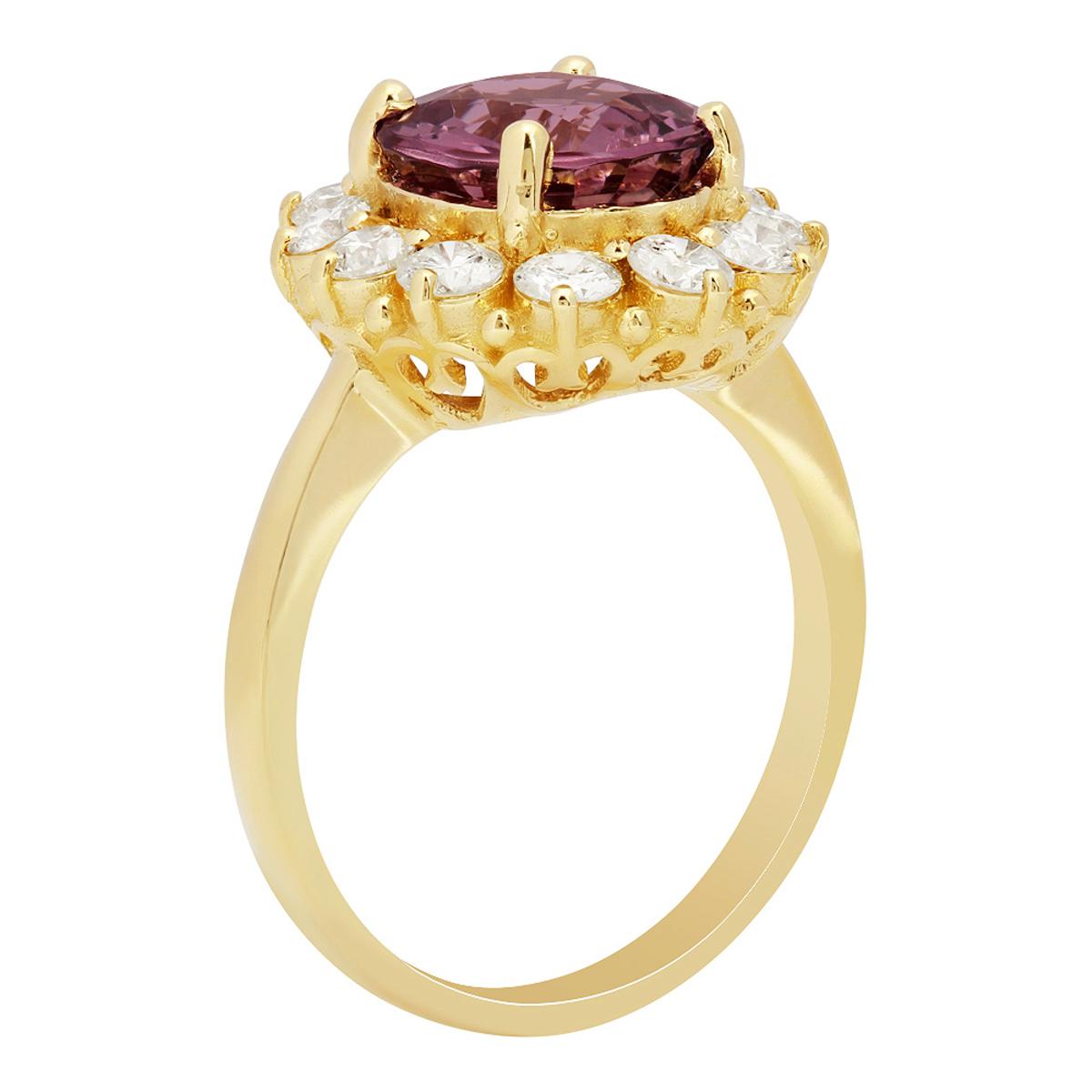 14k Yellow Gold 3.46ct Spinel 1.23ct Diamond Ring