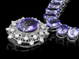 14K White Gold 71.93ct Tanzanite and 0.72ct Diamond Necklace