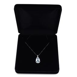 14K White Gold 11.28ct Aquamarine and 1.58ct Diamond Pendant