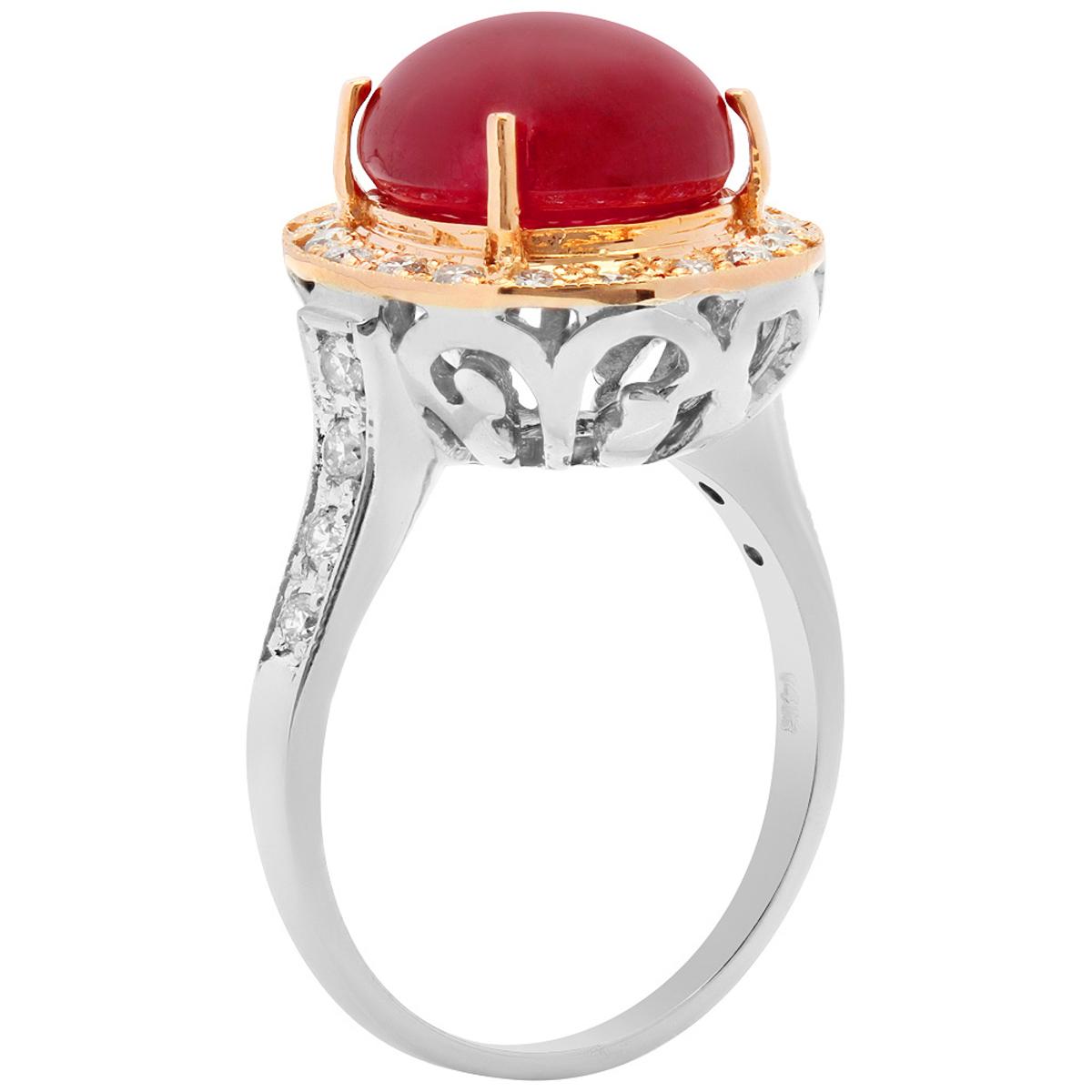 14k White & Rose Gold 8.62ct Ruby 0.62ct Diamond Ring