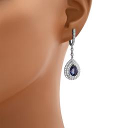 18K White Gold Setting with 2.40ct Sapphire and 0.75ct Diamond Earrings