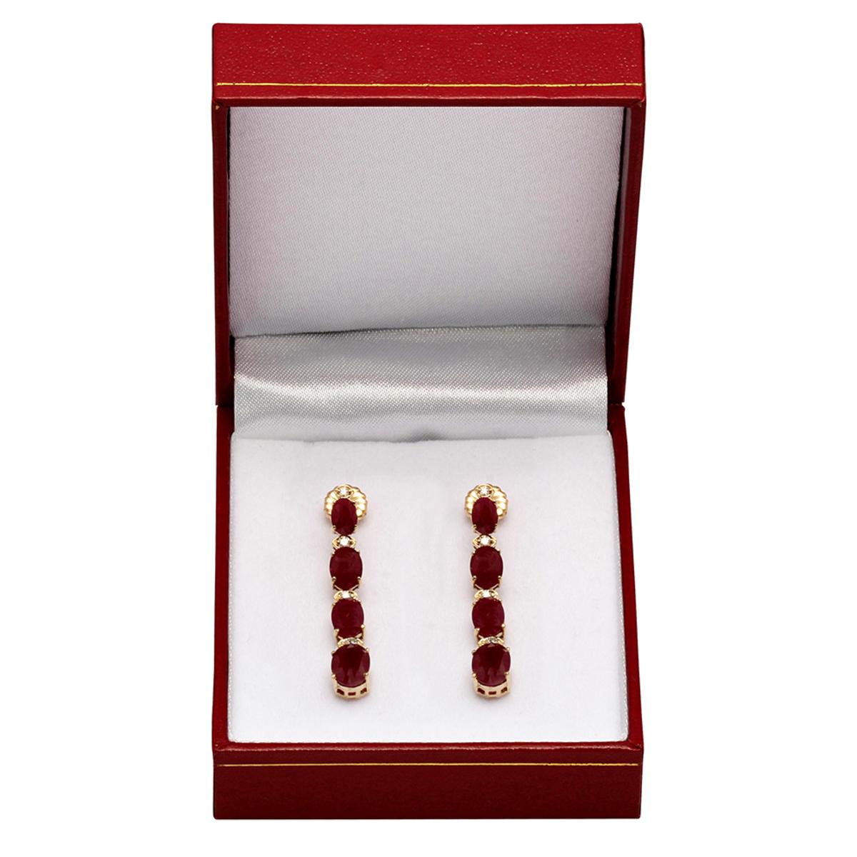 14k Yellow Gold 8.64ct Ruby 0.28ct Diamond Earrings