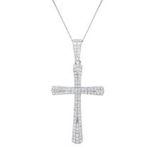 18K White Gold setting with 0.77ct Diamond Cross Pendant