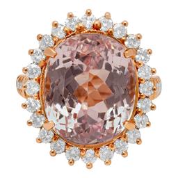 14k Rose Gold 16.56ct Kunzite 1.51ct Diamond Ring