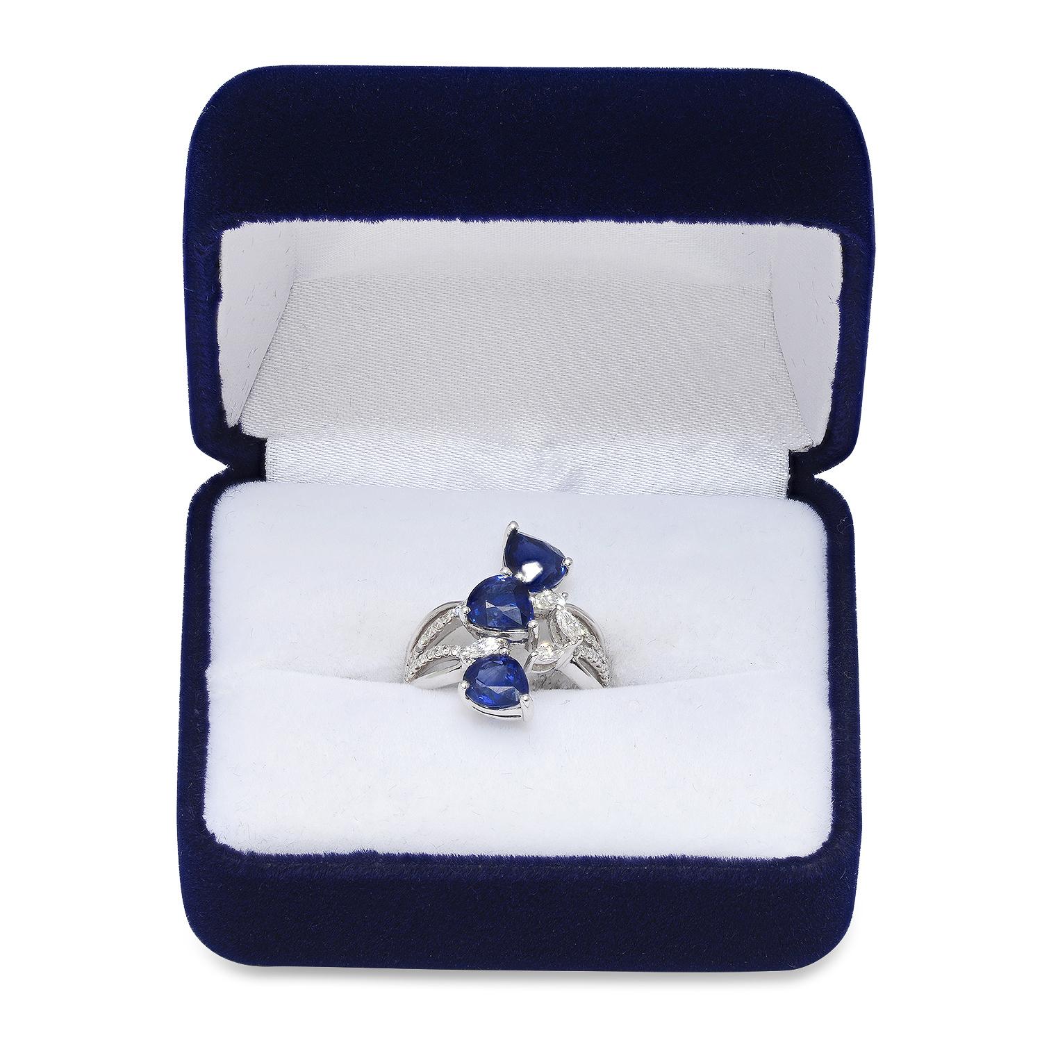 18K White Gold Setting with 4.54ct Sapphire and 0.78ct Diamond Ladies Ring