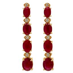 14k Yellow Gold 9.70ct Ruby 0.38ct Diamond Earrings